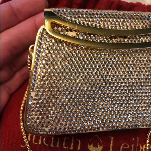 🌾 Judith Leiber Gold Crystal Miniudiere - Picture 3 of 7